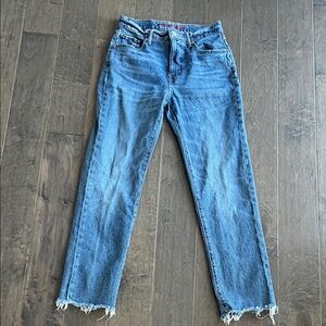 Lucky Brand 90s Loose High Rise Crop Distressed Straight Leg Jeans